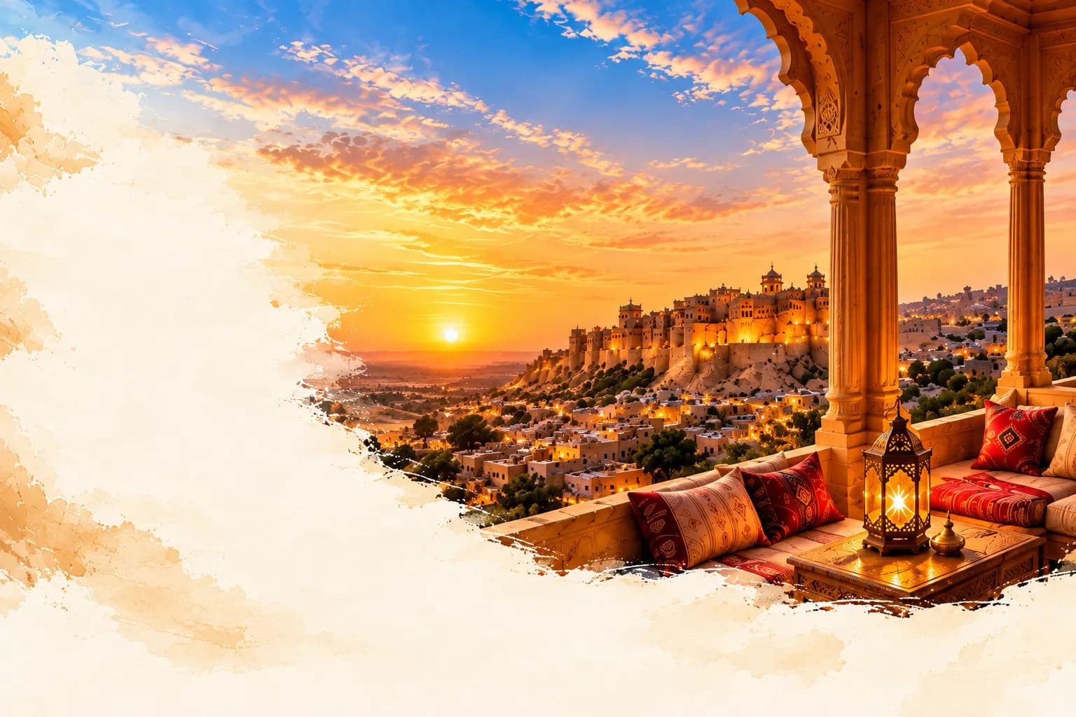 Our Story Begins in Jaisalmer - Golden Fort at Sunset with royal terrace